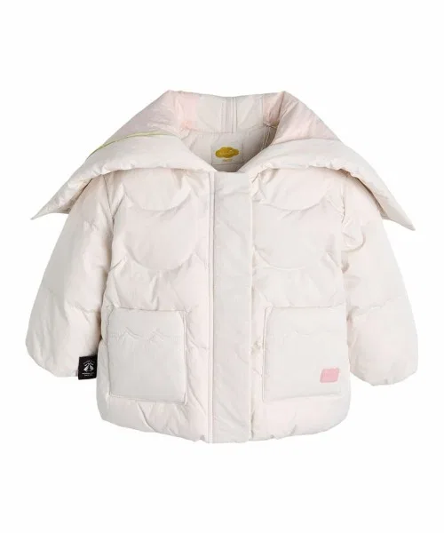 Детский пуховик с капюшоном, короткий, молния, модель Chui, moimoln, Ivory