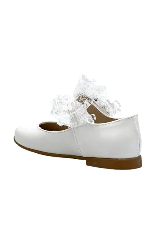 Детские балетки для девочек с принтом Tulle detailed velcro children's sports shoes Kindep, White — фото 3