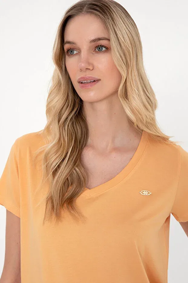 Женская футболка с v-образным вырезом U.S. Polo Assn., Melon — фото 2
