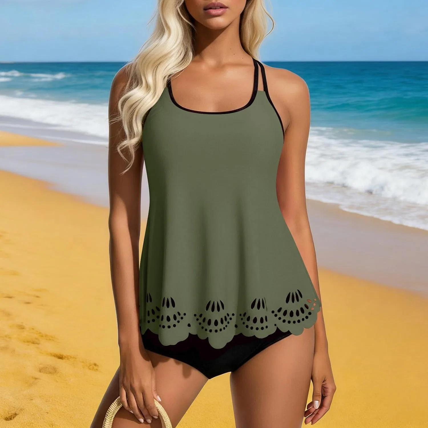 Женский танкини-комплект с утяжкой живота Athletic Swimsuits, Green — фото 3