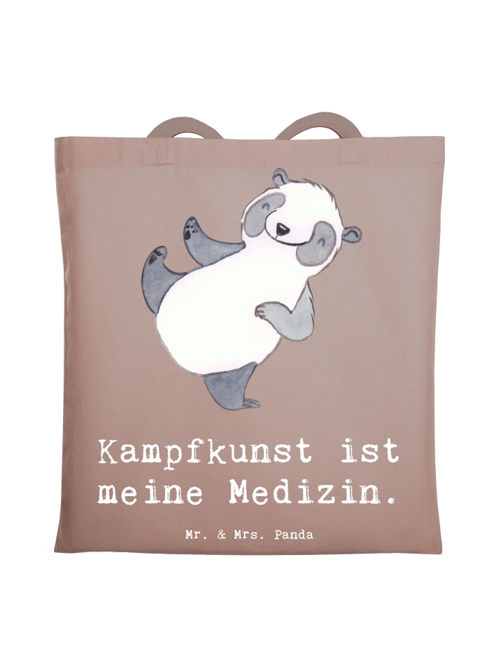 

Сумка Mr. & Mrs. Panda Tragetasche Panda Kampfkunst mit Spruch, коричневая пастель