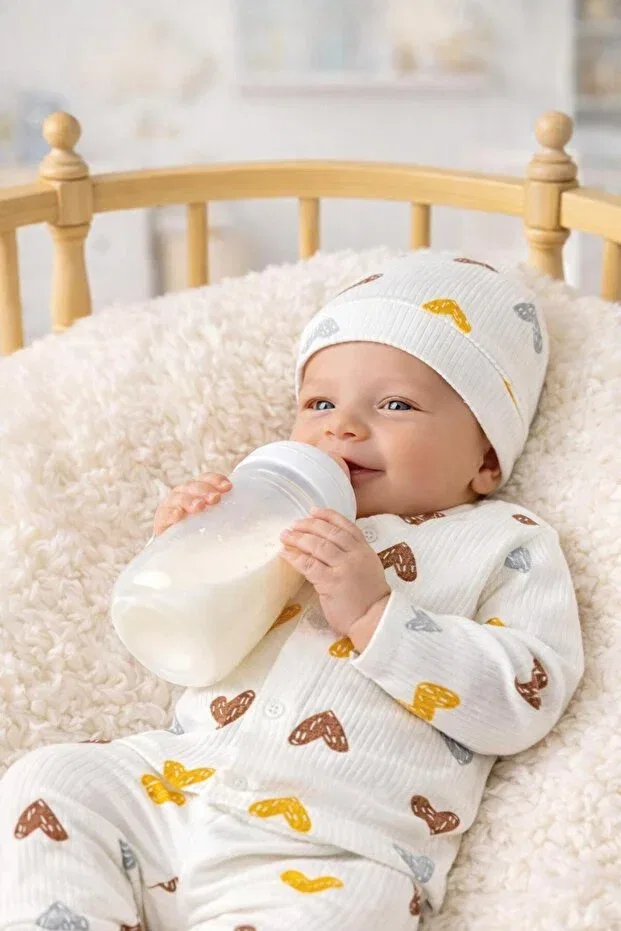Детский комплект бодиков для новорожденных хлопковый Bys Baby Fashion, Heart-Shaped Brown