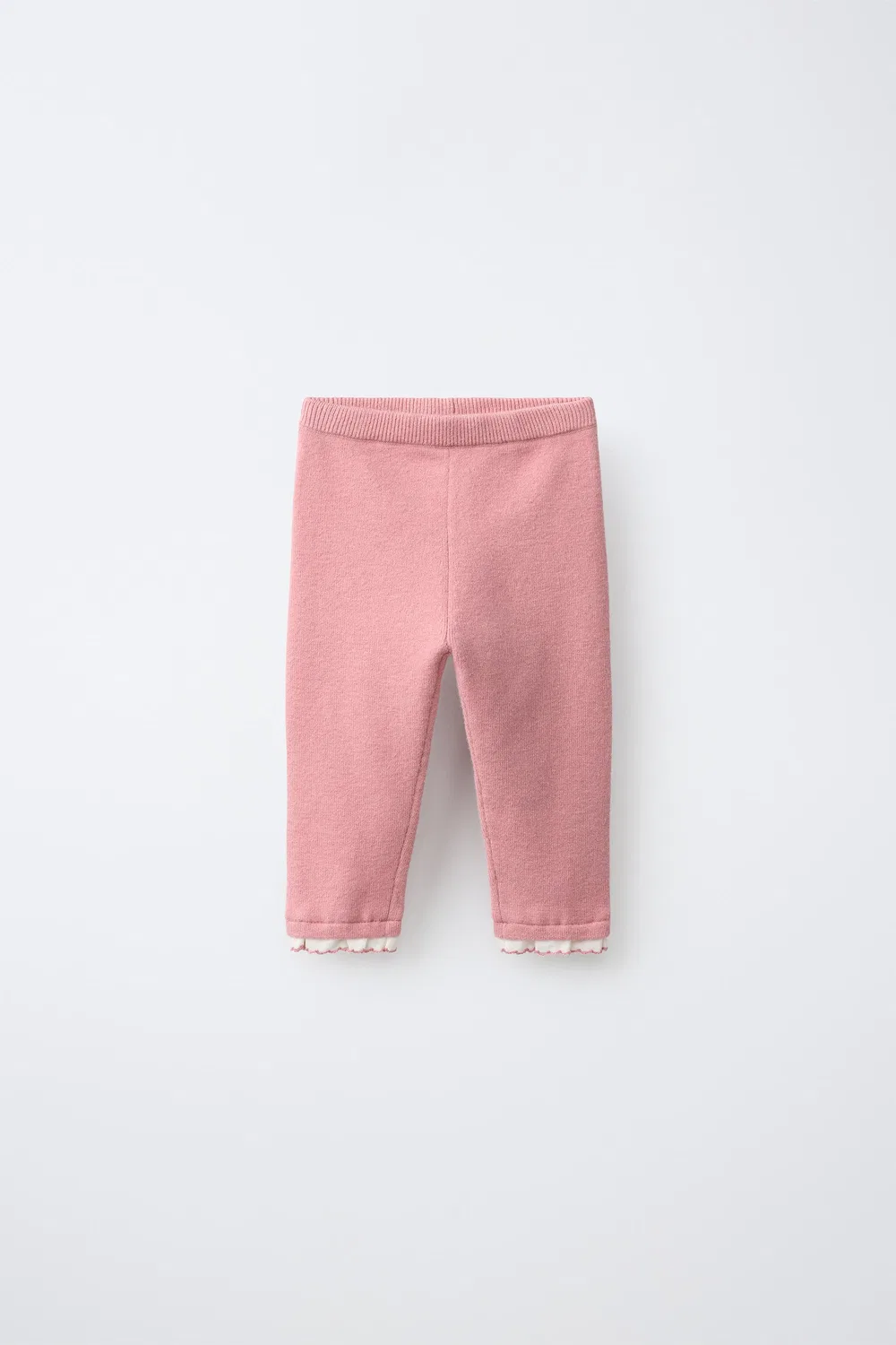 Вязаные леггинсы с оборками ZARA, Light pink