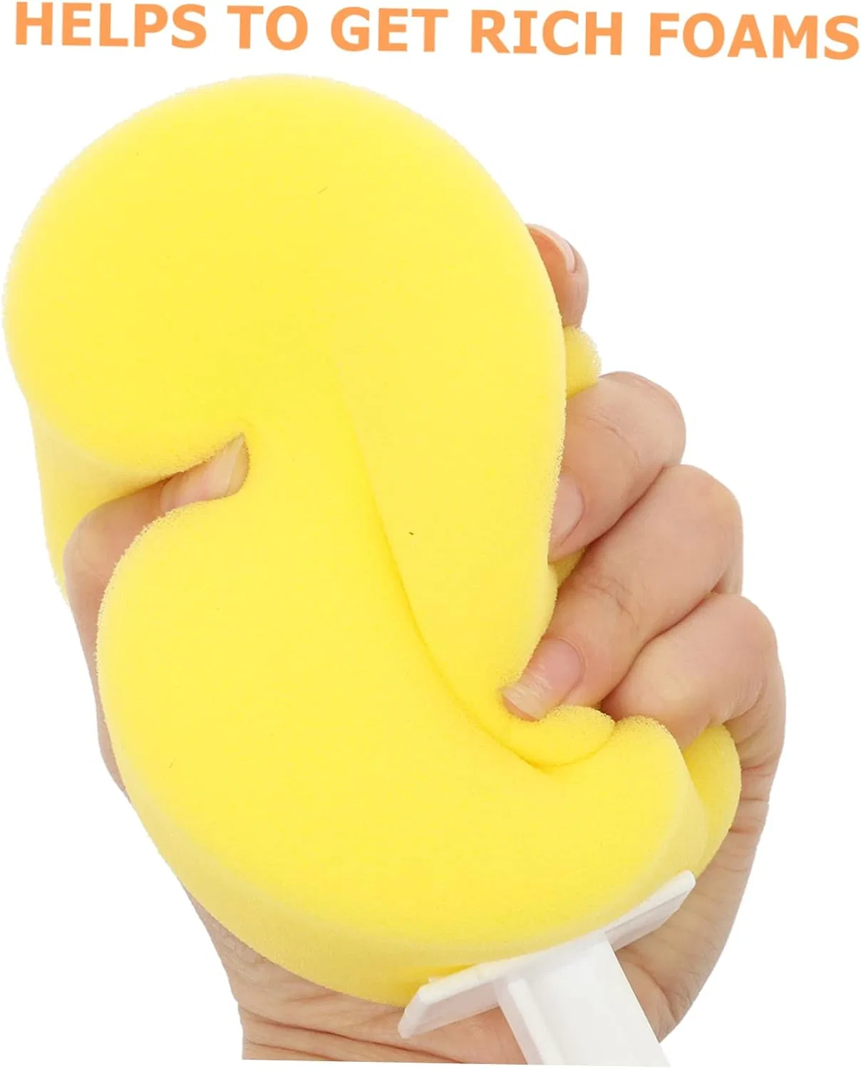 Губка для ванны с длинной ручкой Healeved, 57x12 см, Yellow — фото 3