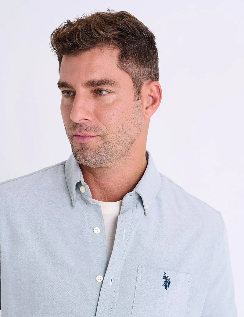 Рубашка U.S. Polo Assn Long Sleeve Stretch Oxford, светло-голубой — фото 3