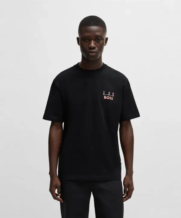 Футболка с принтом, Relaxed Fit, Boss, черный