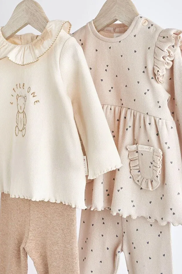 Детский комплект для новорожденных с принтом Teddy Bear Next Baby, Nude Color — фото 3