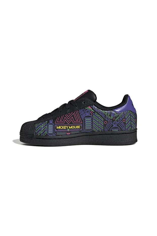 Детские кроссовки для девочек с принтом Superstar C Black Kids Sneakers IF1270 Adidas, Purple Black — фото 2