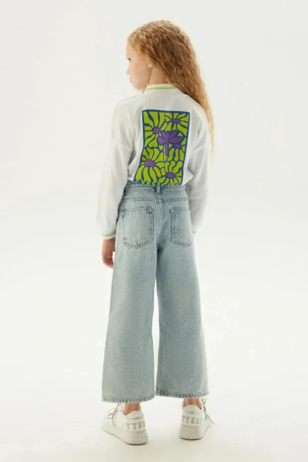 Детское платье-свитшот для девочек с V-образным вырезом Homewear Tyess, White — фото 4