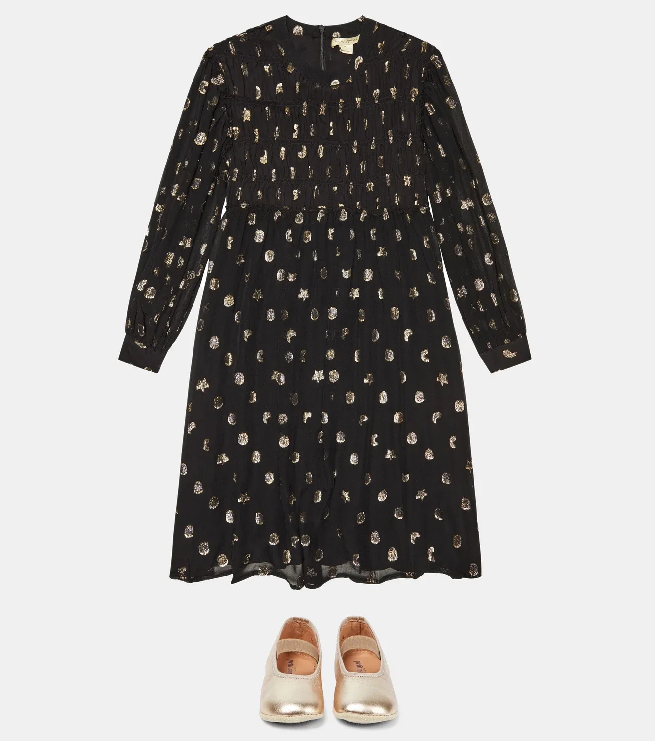 Шелковое платье с узором филигрань Stella McCartney Kids, черный — фото 2