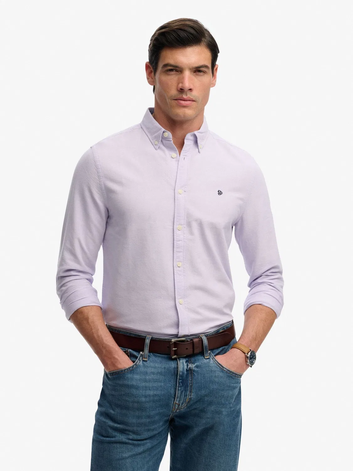 Рубашка Оксфорд, Relaxed fit Superdry, фиолетовый — фото 3