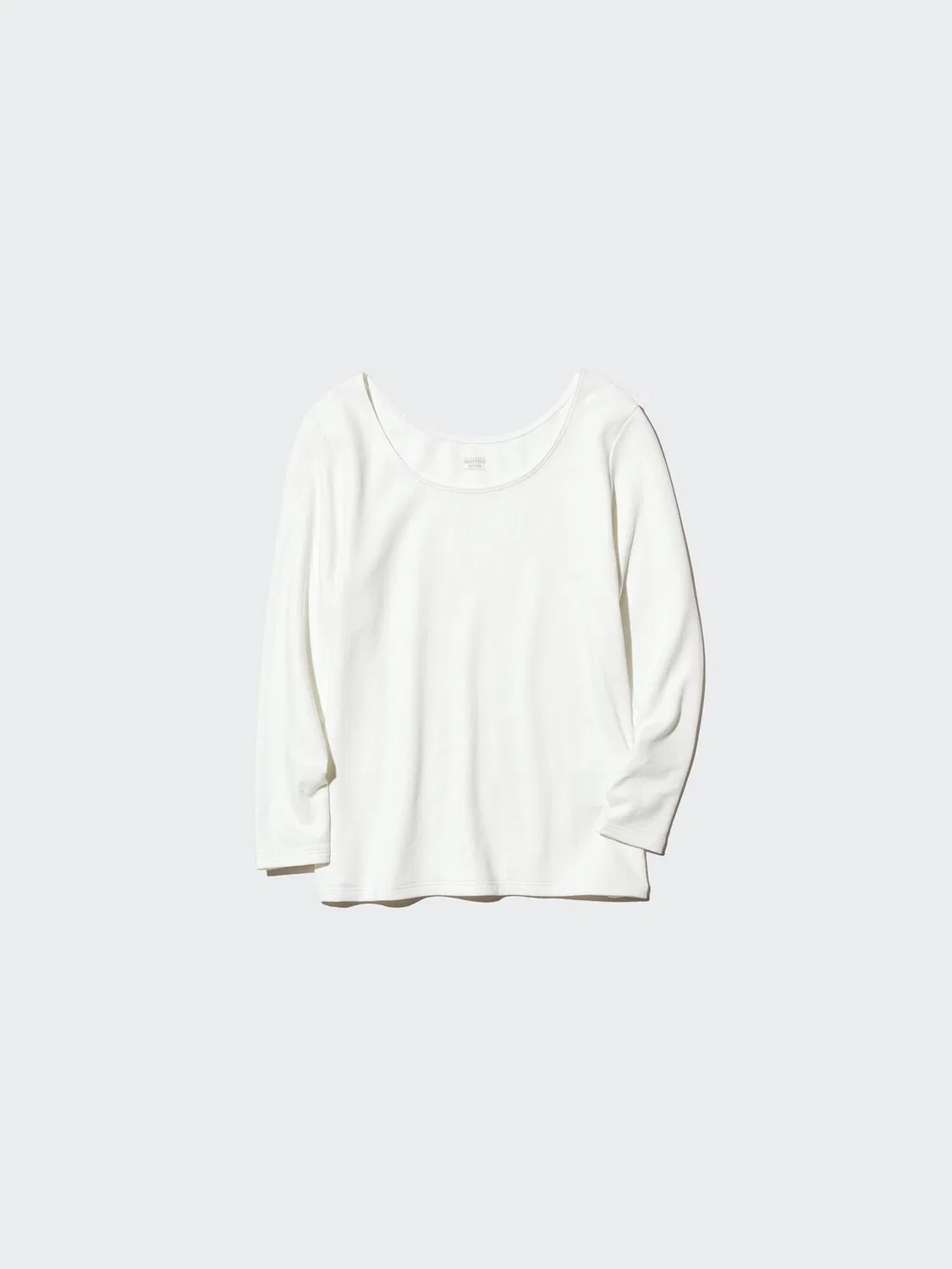 Футболка Uniqlo Heattech, хлопковая, с U-образным вырезом и рукавами 8 дюймов, кремовый