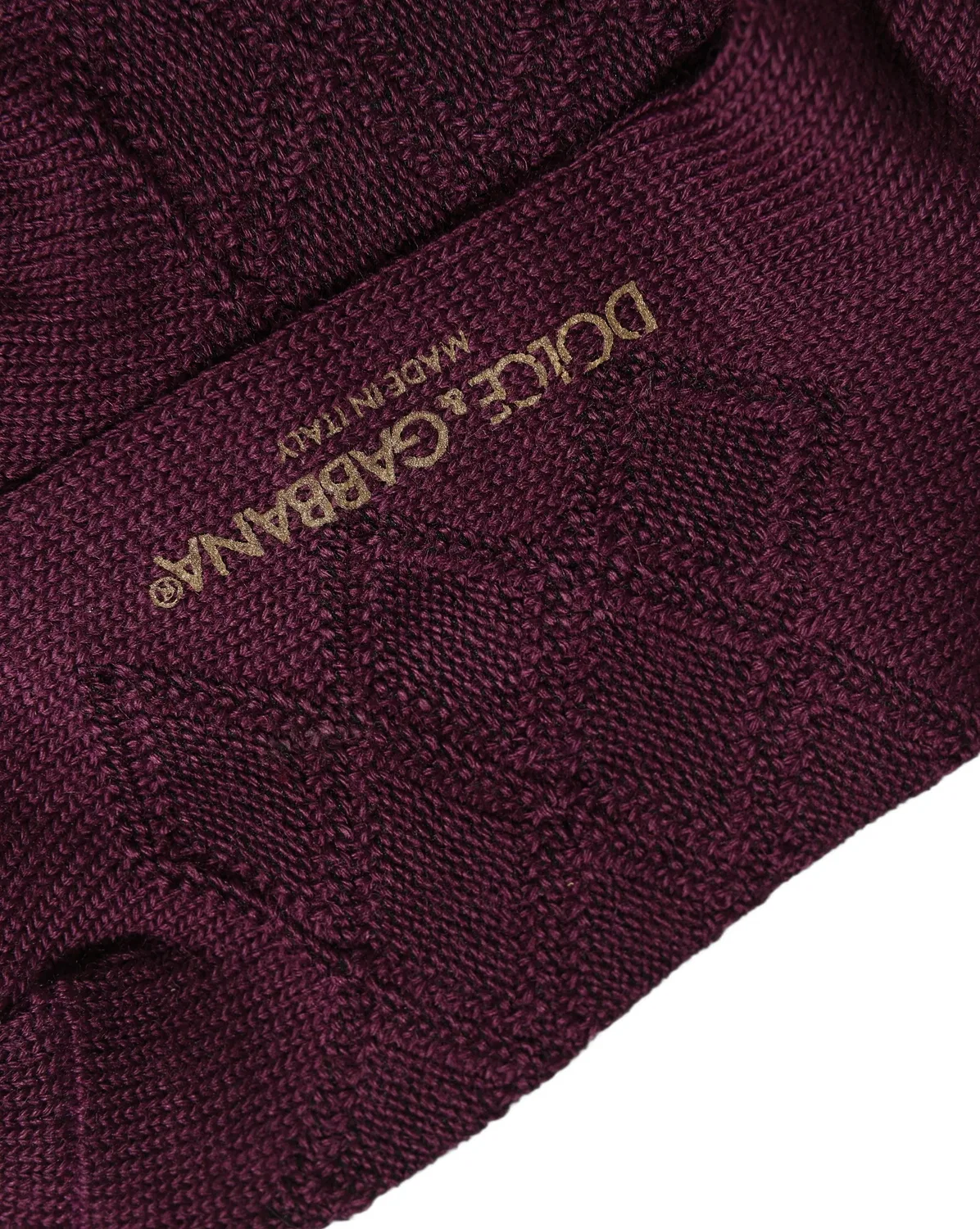 Мужские высокие носки с узором из кос Burgundy Wool Crest Logo Dolce & Gabbana, Burgundy — фото 4