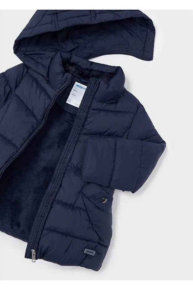 Детское пальто для девочек утепленное с капюшоном Mayoral, Navy Blue — фото 4