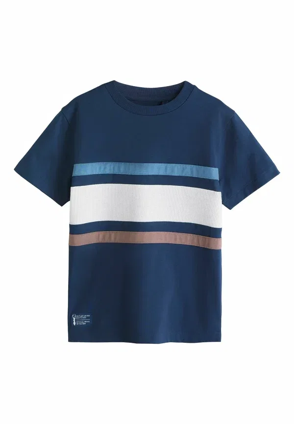 Футболки 3 шт, хлопок, Regular Fit Short Sleeve Colourblock T-shirts 3 Pack, Next, Mink Blue Navy, темно-синий — фото 3