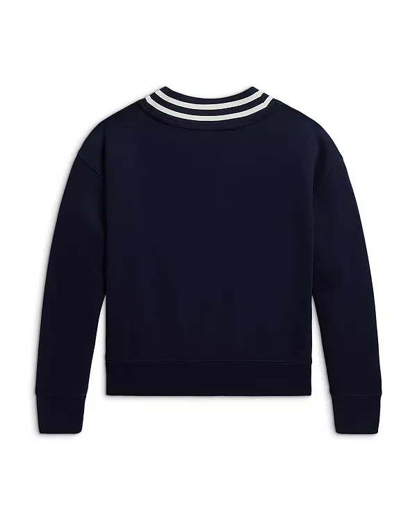 Детский свитшот для девочек с длинным рукавом Polo Ralph Lauren, темно-синий — фото 4
