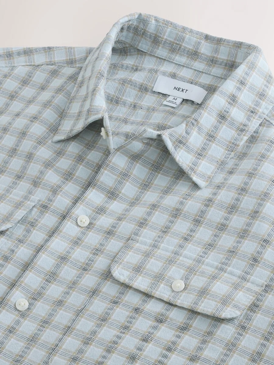 Рубашка Next Regular fit на пуговицах, темно-синяя Switch пыльно-голубая Sudsty Blue — фото 3