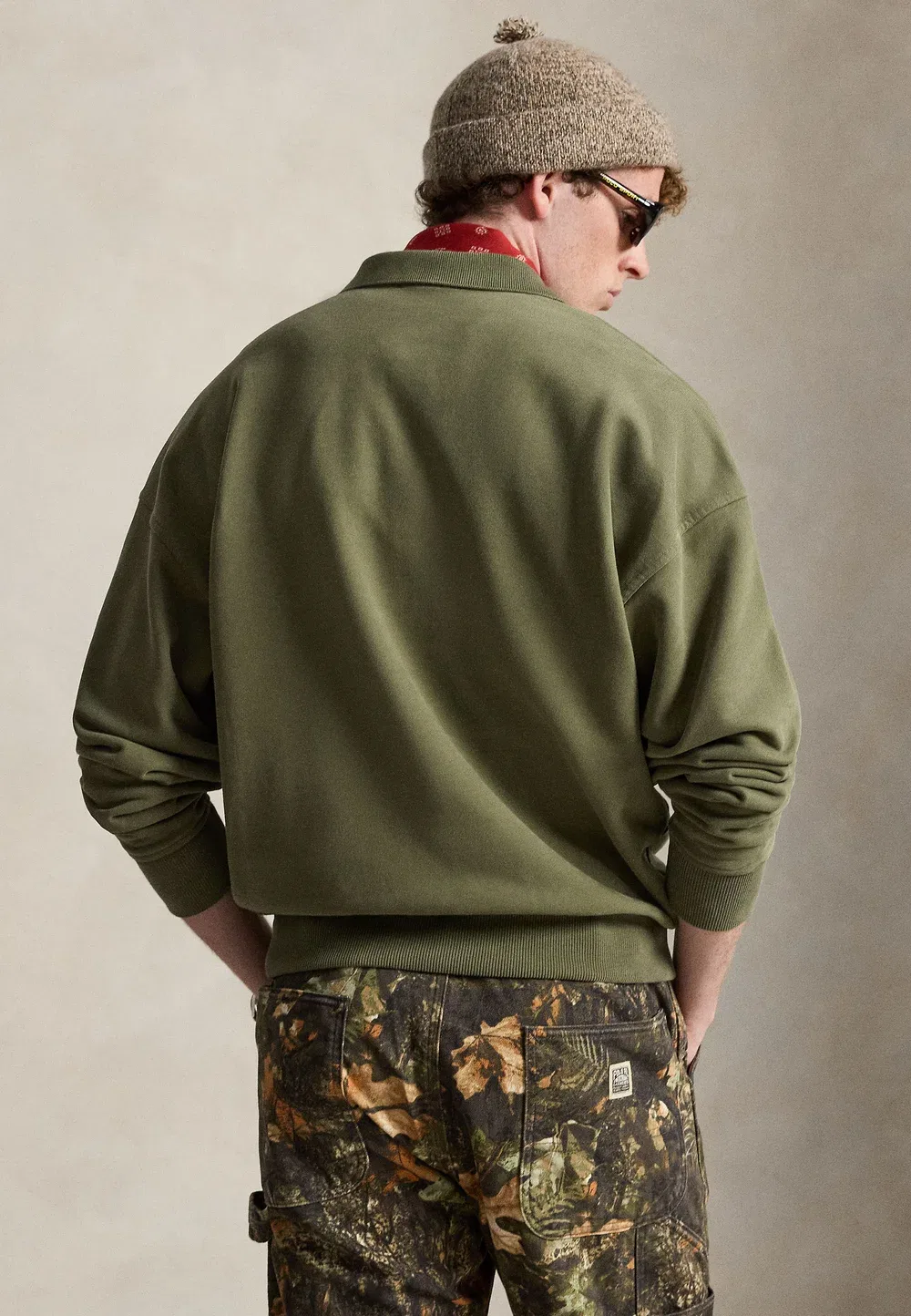 Свободная толстовка с воротником и логотипом Polo Ralph Lauren, Cruise Olive — фото 3