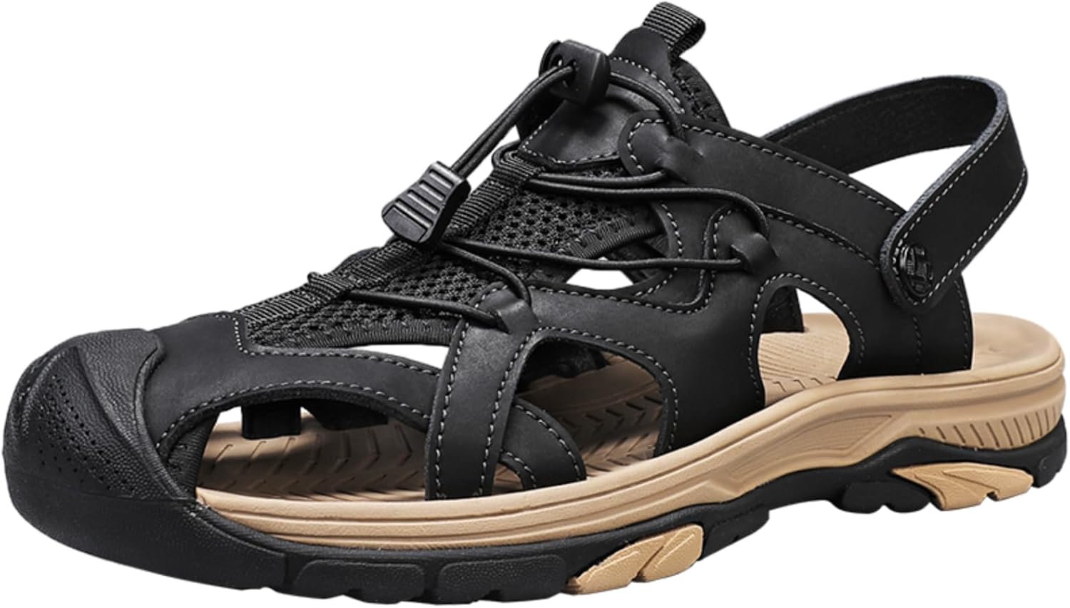 

Мужские спортивные сандалии для альпинизма, летние сетчатые дышащие удобные сандалии, спортивные пляжные сандалии Ucilxi, черный