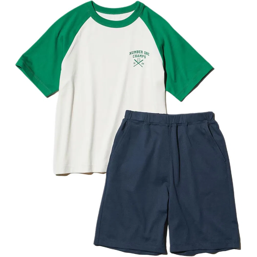 Детский спортивный костюм хлопковый UNIQLO, Ecru Top+Blue Pants