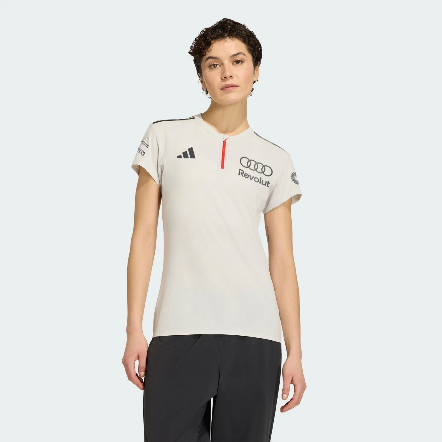 Мужское поло с коротким рукавом Audi Revolut F1 Team Engineers & Marketing Adidas, Naturweiß Grau
