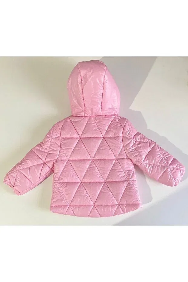 Детское пальто для девочек с капюшоном Midimod Gold, Pink — фото 4