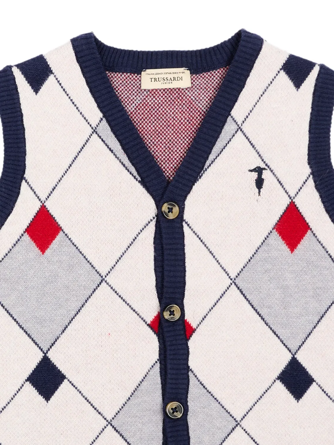 Кардиган с узором аргайл Trussardi Junior, нейтральные цвета — фото 3