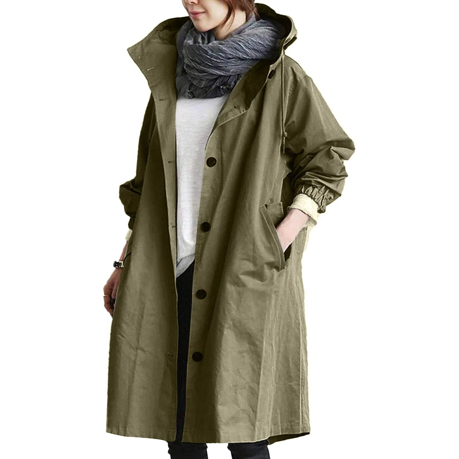 Женская ветровка из софтшелла с капюшоном, verde militare