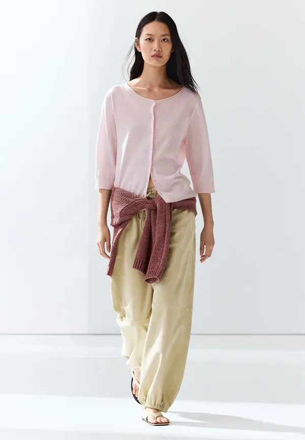 Кардиган хлопковый Cardigan Massimo Dutti, розовый — фото 2