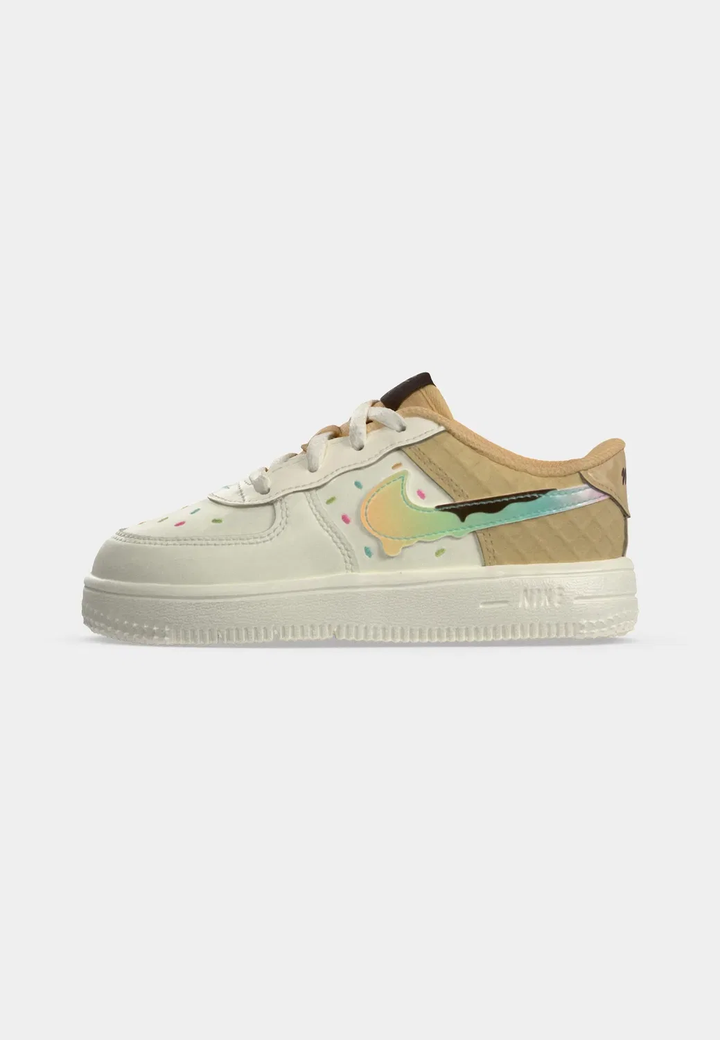 Кроссовки Force 1 low bt lace na16 унисекс Nike Sportswear, Sail/Multicolor/Sesame/Bleached Turq/Lemon Venom/Light Chocolate — фото 2