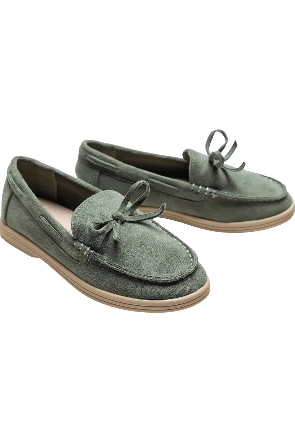 Детские туфли лоферы замшевые Moccasin MOUSTACHE, Olive Green — фото 3