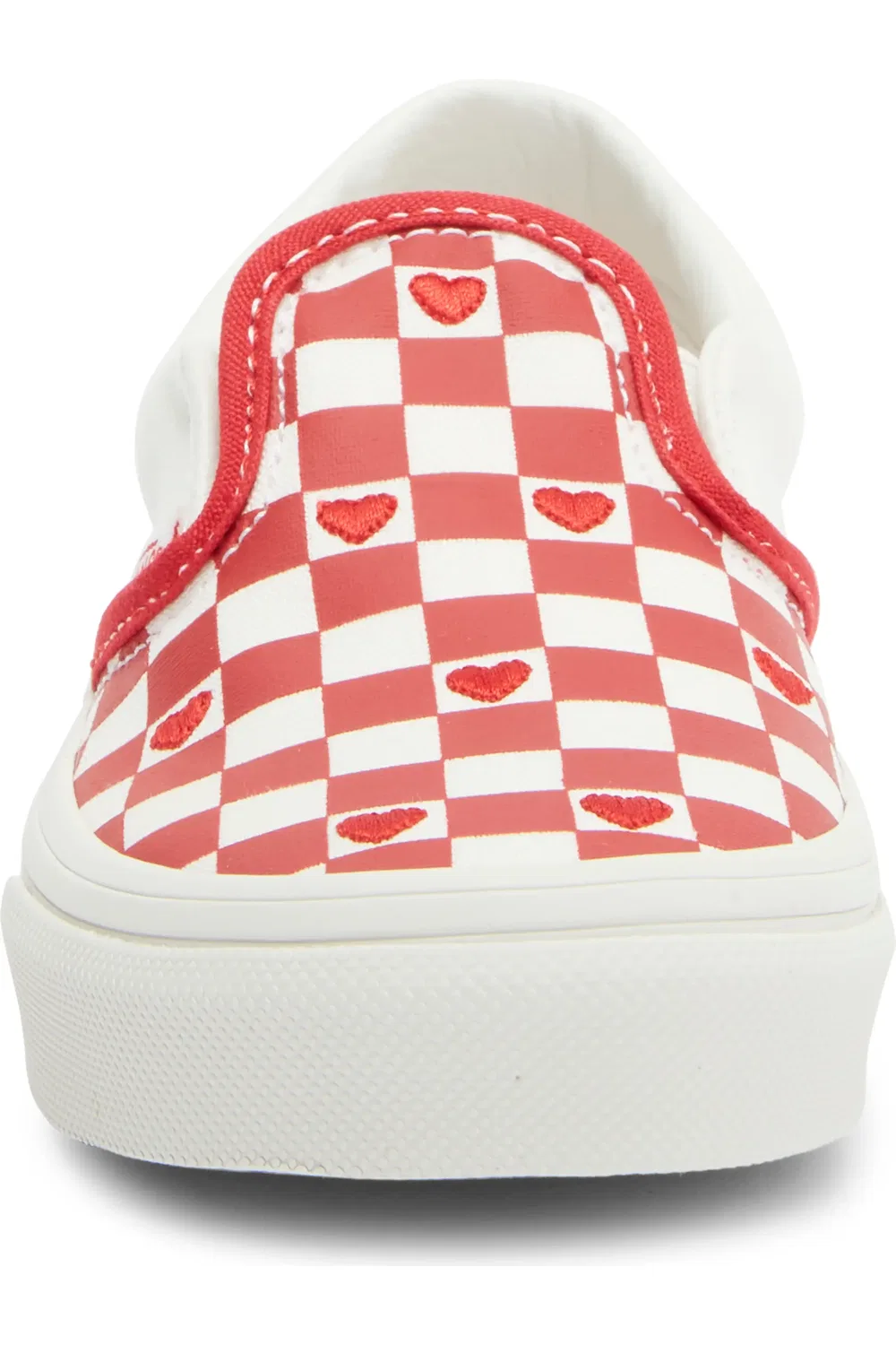 Кеды детские slip-on на шнуровке Checkerboard Vans, Racing Red True Whit — фото 4