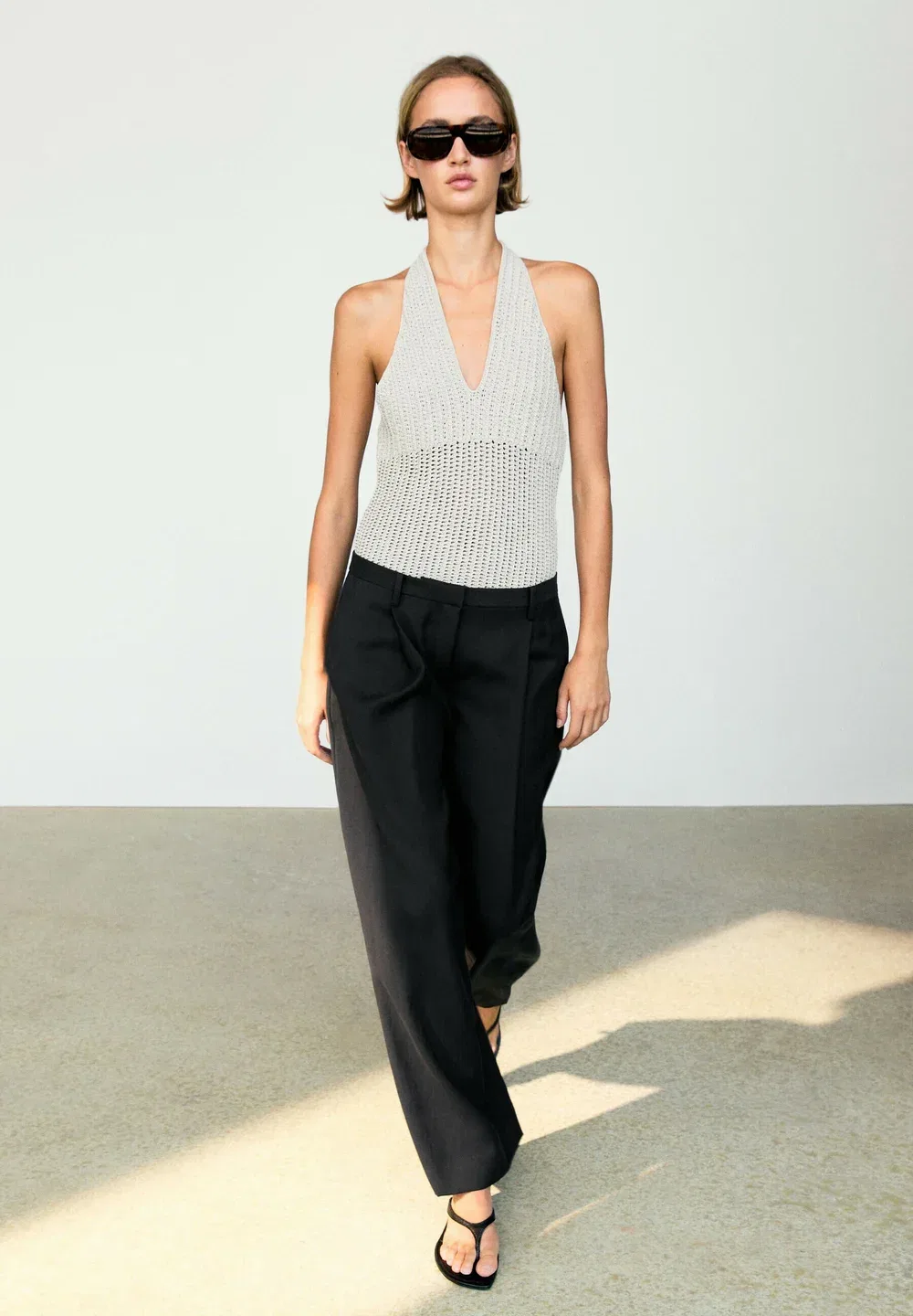 Свободные укороченные брюки с широкими штанинами Massimo Dutti, Black — фото 4