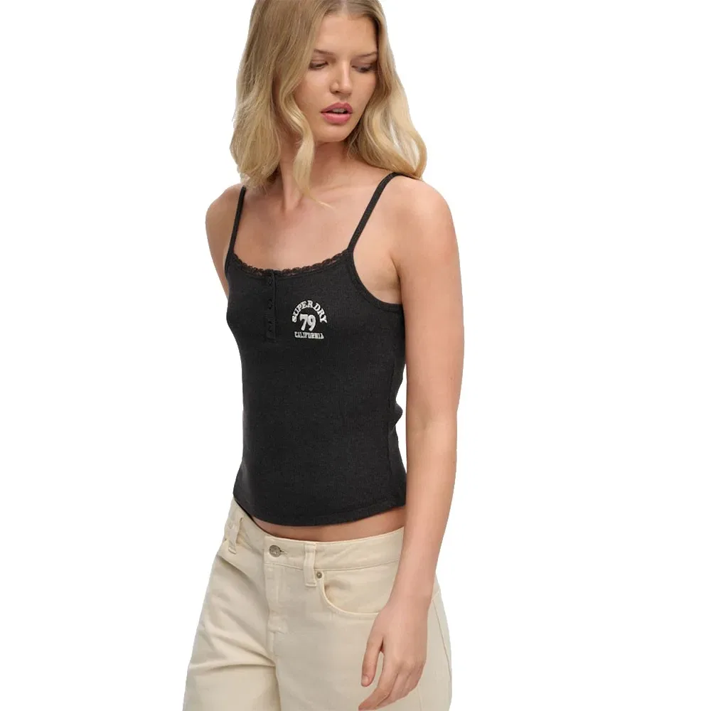 Футболка без рукавов Athletic Embroider Button Superdry, черный — фото 3
