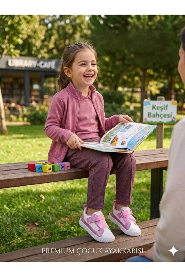 Детские кроссовки для девочек ортопедические Çago Kids, White With Pink Glitter — фото 3