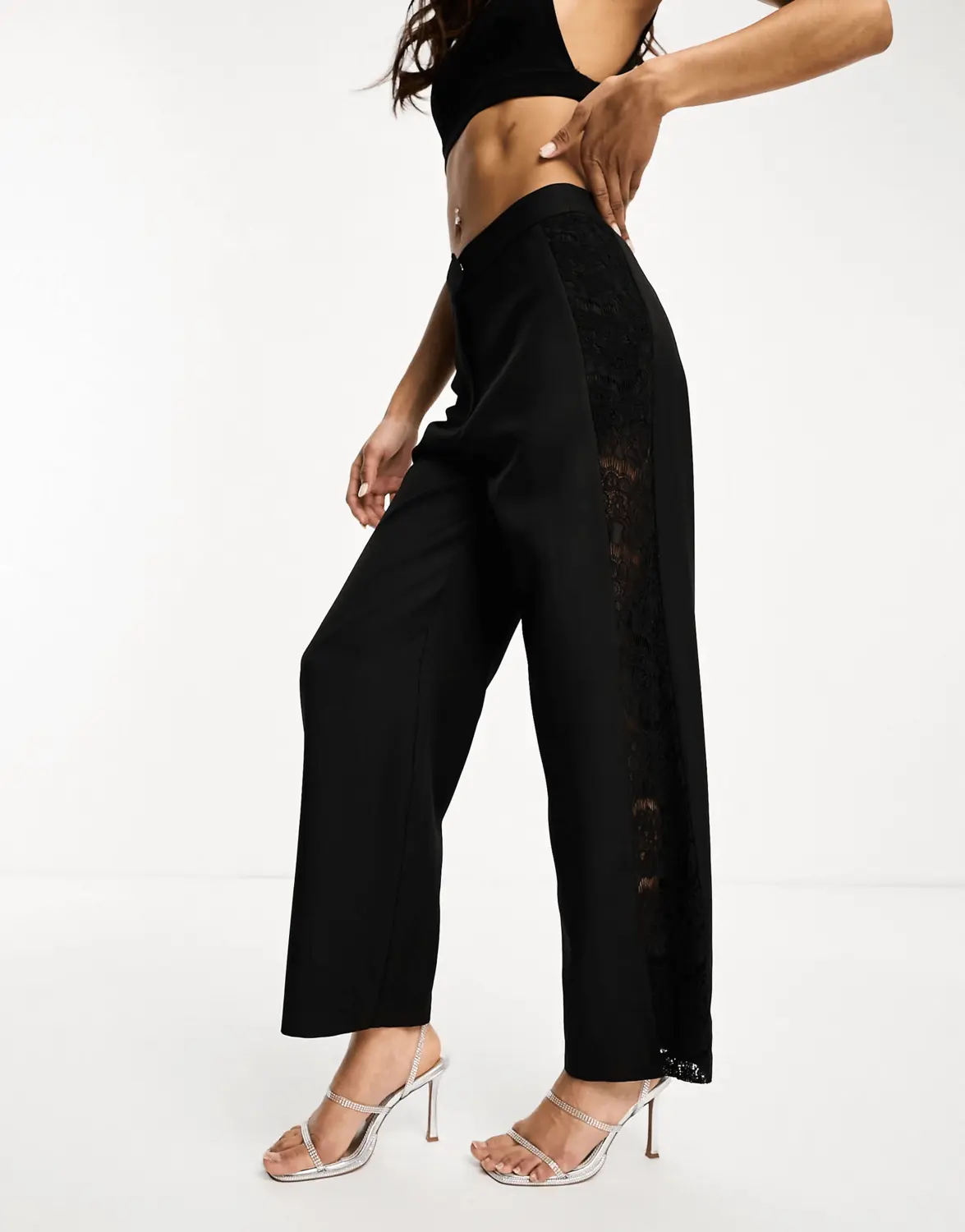 

Брюки Asos Design Lace Insert, черный