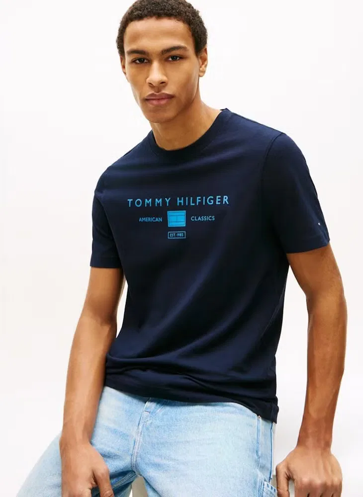 Футболка с логотипом на груди Tommy Hilfiger, лазурный — фото 3