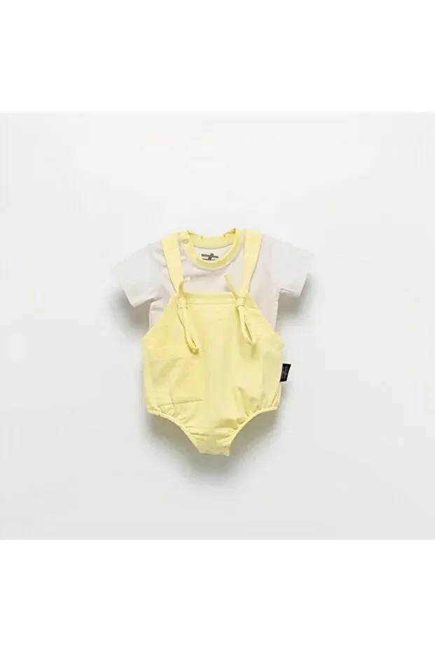 Детский комбинезон для девочек хлопковый Moi noi lace-up baby jumpsuit Pink Hippo Kids, Yellow