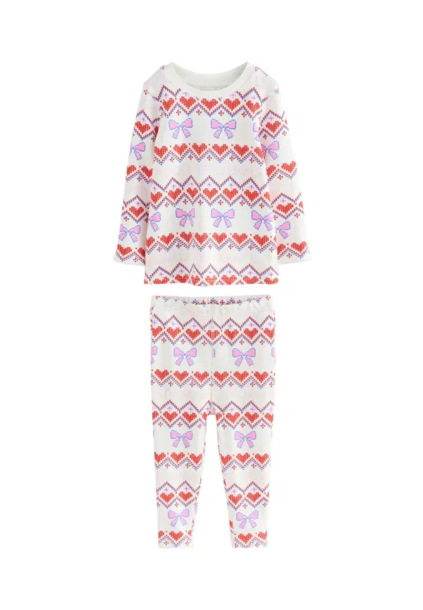 Комплект пижамы хлопковый, полосатый, Next, White Snow Print, белый