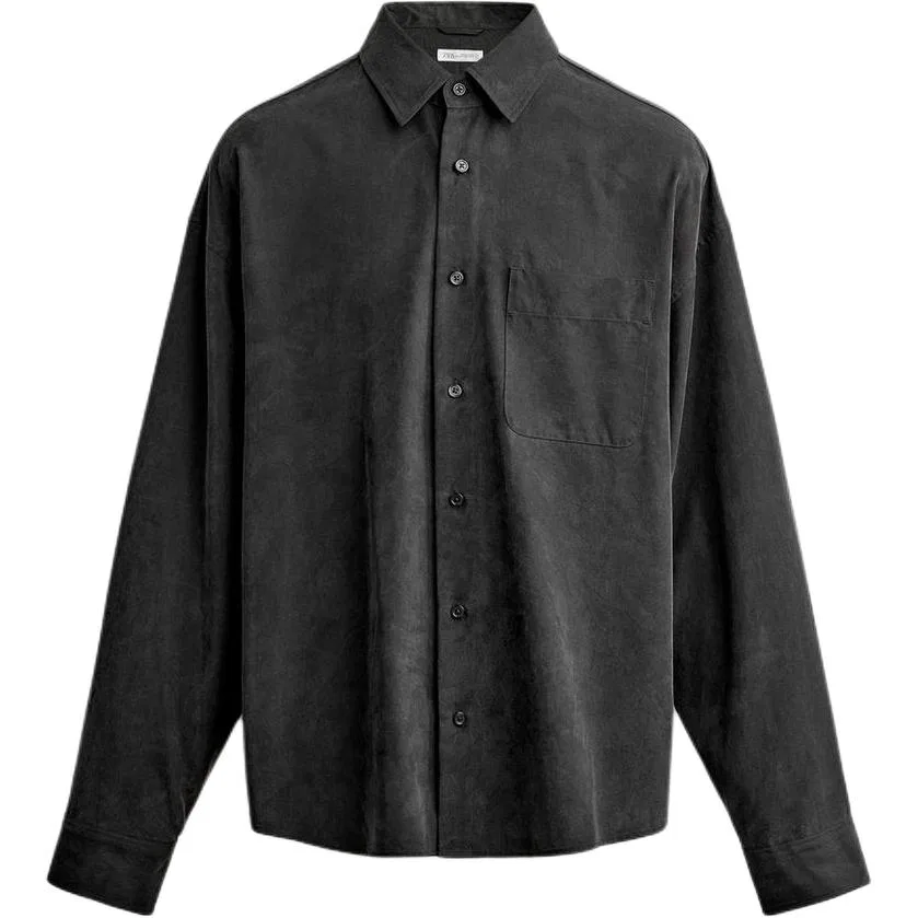 Мужская рубашка с длинным рукавом Dark Gray ZARA, Темно-серый