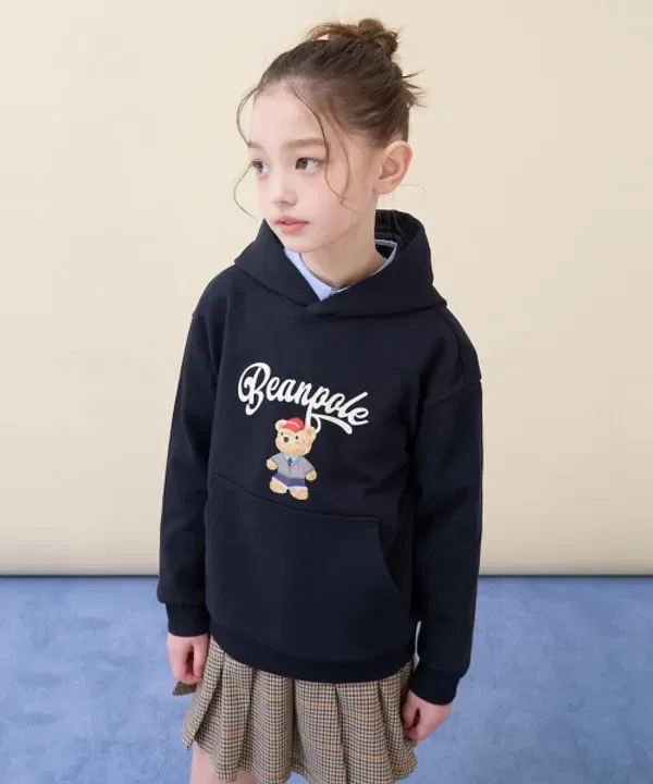 Свитшот с капюшоном с медвежонком, Beanpole Kids, темно-синий