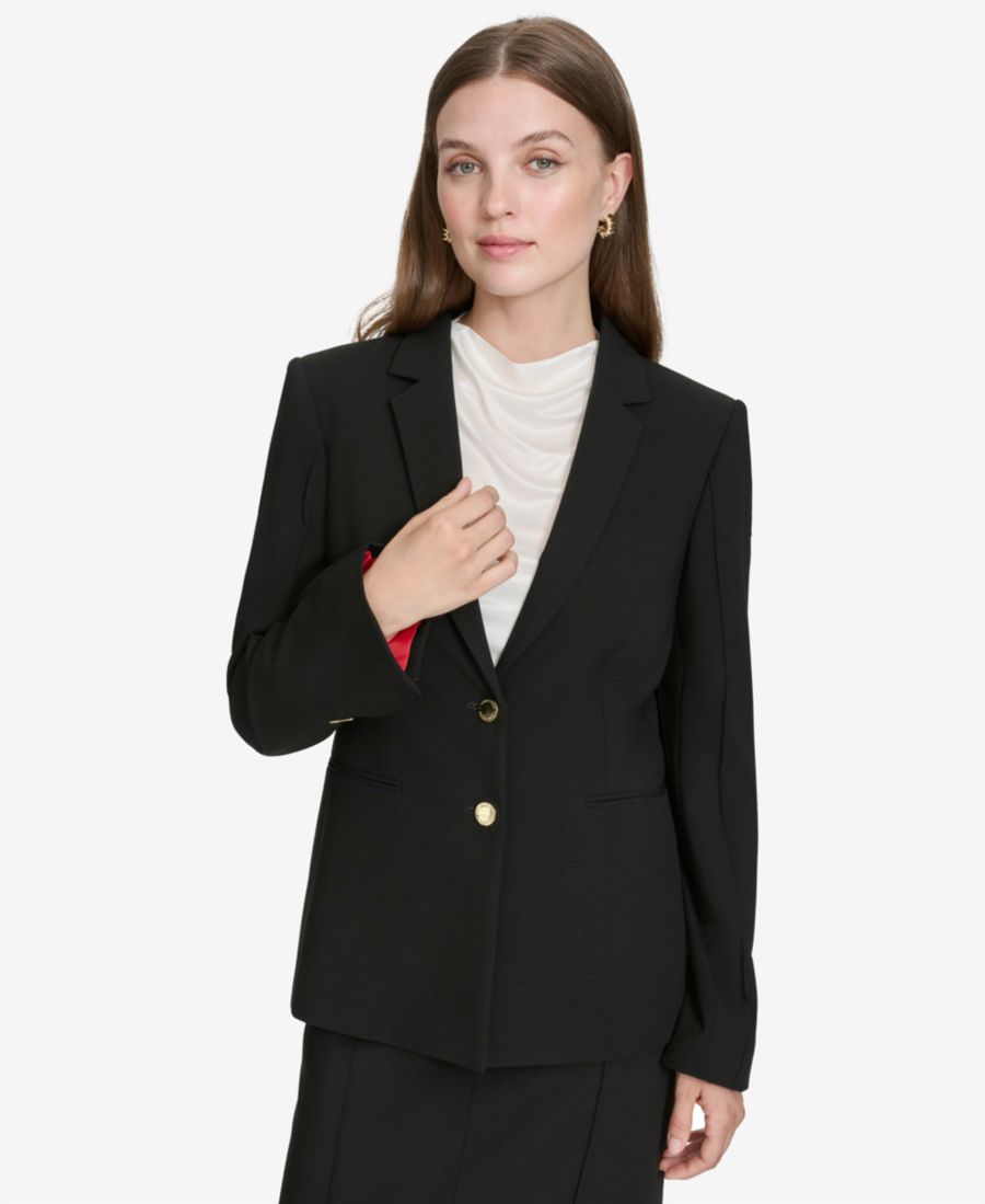 

Женский двубортный блейзер с контрастной подкладкой Halston, Black