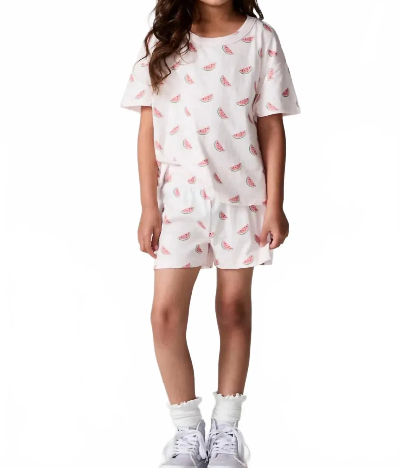 Детские шорты для девочек с принтом арбузов Watermelon All Over Chaser, White — фото 2