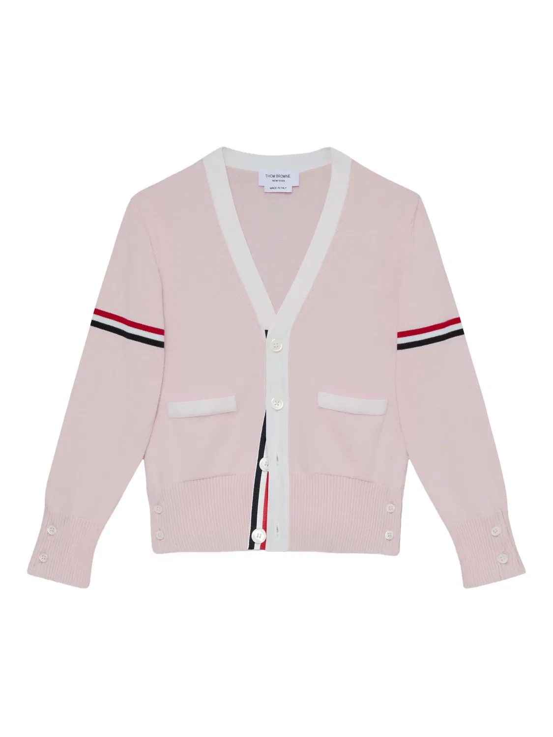 Кардиган с V-образным вырезом в полоску Thom Browne, розовый