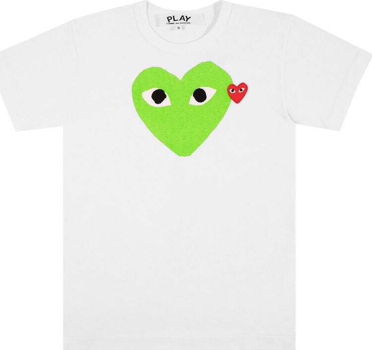 Футболка Comme des Garçons Short-Sleeve Play T-Shirt With Green Heart 'Green/White', зеленый — фото 2