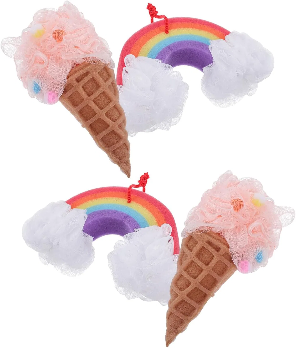 Губка для душа 4 шт, WEKAMOS, набор, 20x11x4 см, Ice Cream