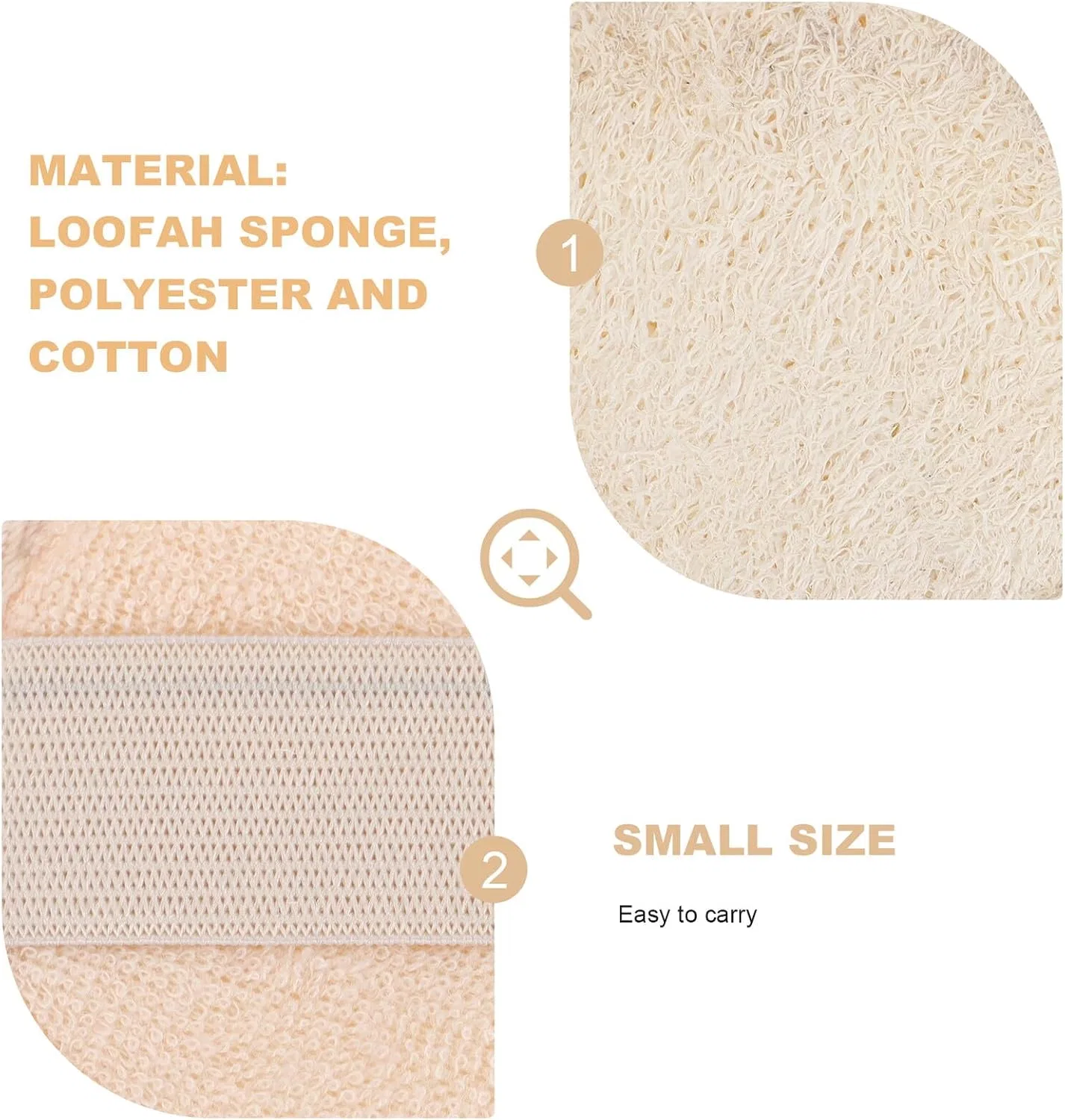 Мочалка для лица Loofah Pads IWOWHERO, 10 шт, 6.5x6.5x0.7 см, Beige — фото 4