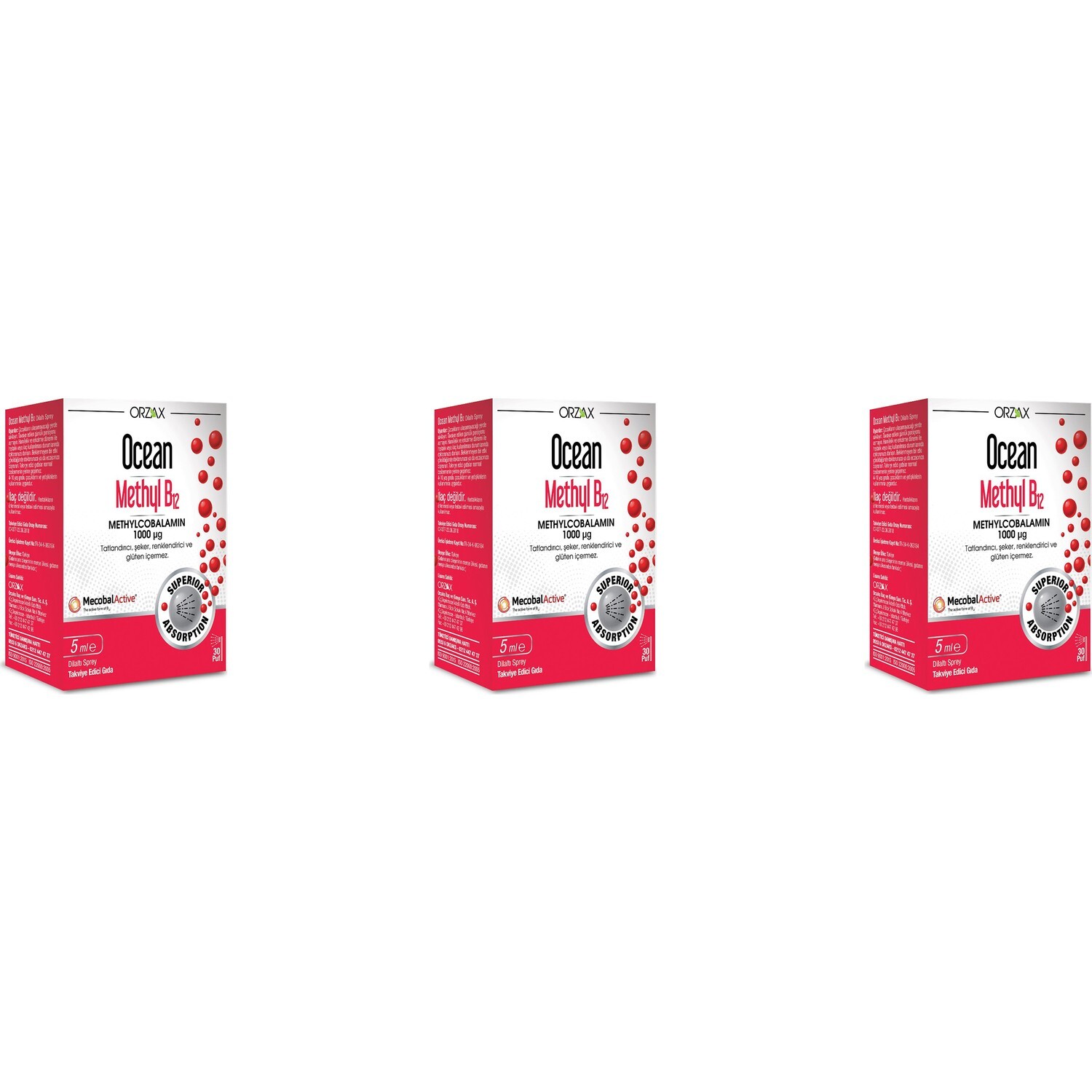 

Добавка Orzax Ocean Methyl B12 Methylcobalamin 1000 мкг, 3 упаковки по 5 мл