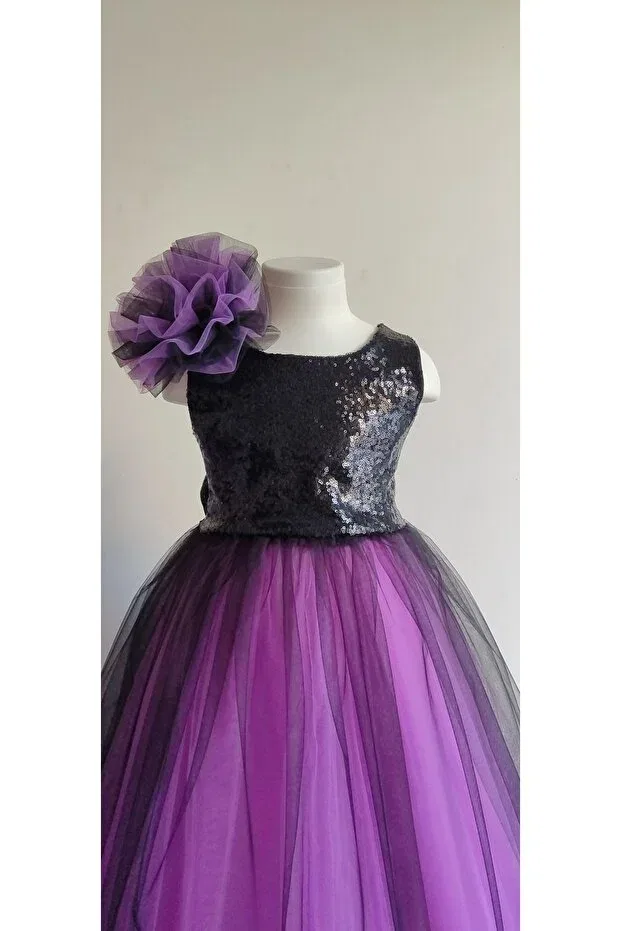Детское платье для девочек с вышивкой Boztaş Bebe, Purple — фото 3