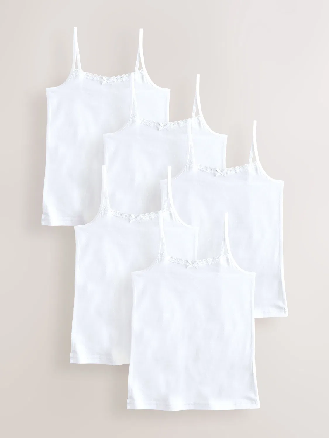 Майка-топ 5 штук Elastic Strappy Cami Vests Next, белый
